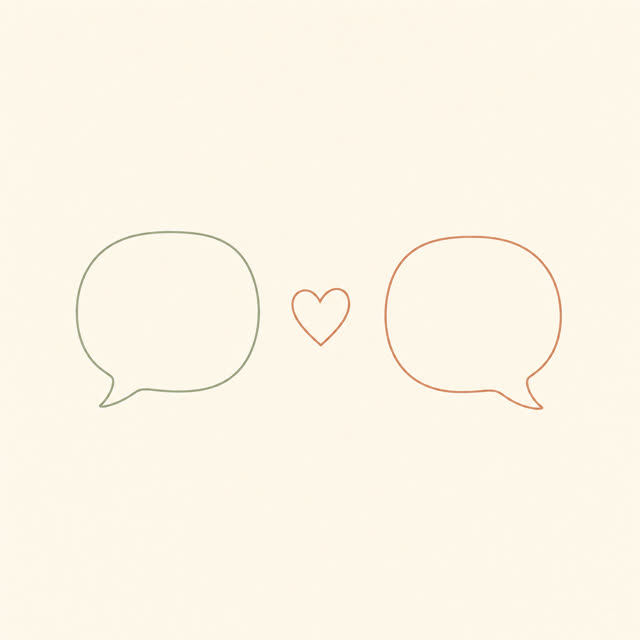 Fine line: two speech bubbles with a heart