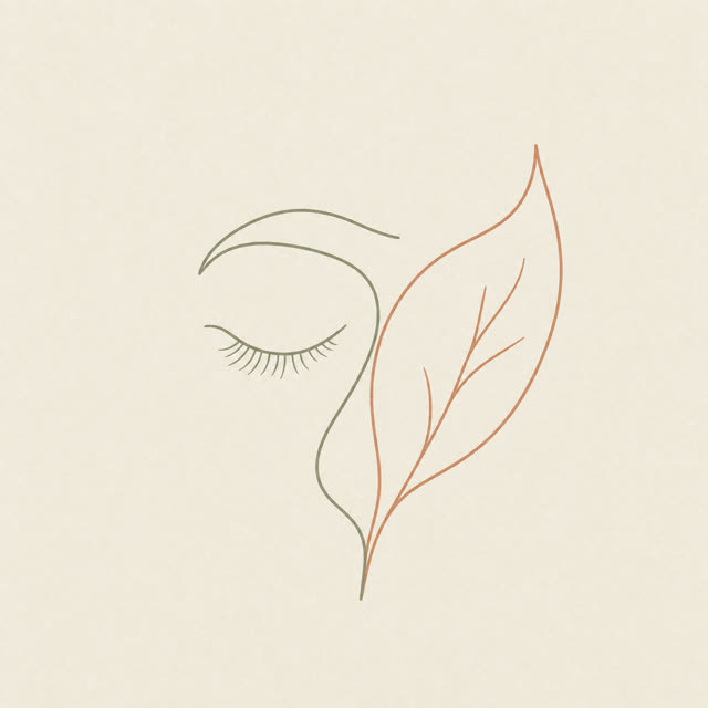 Fine line: an eye joined with a leaf
